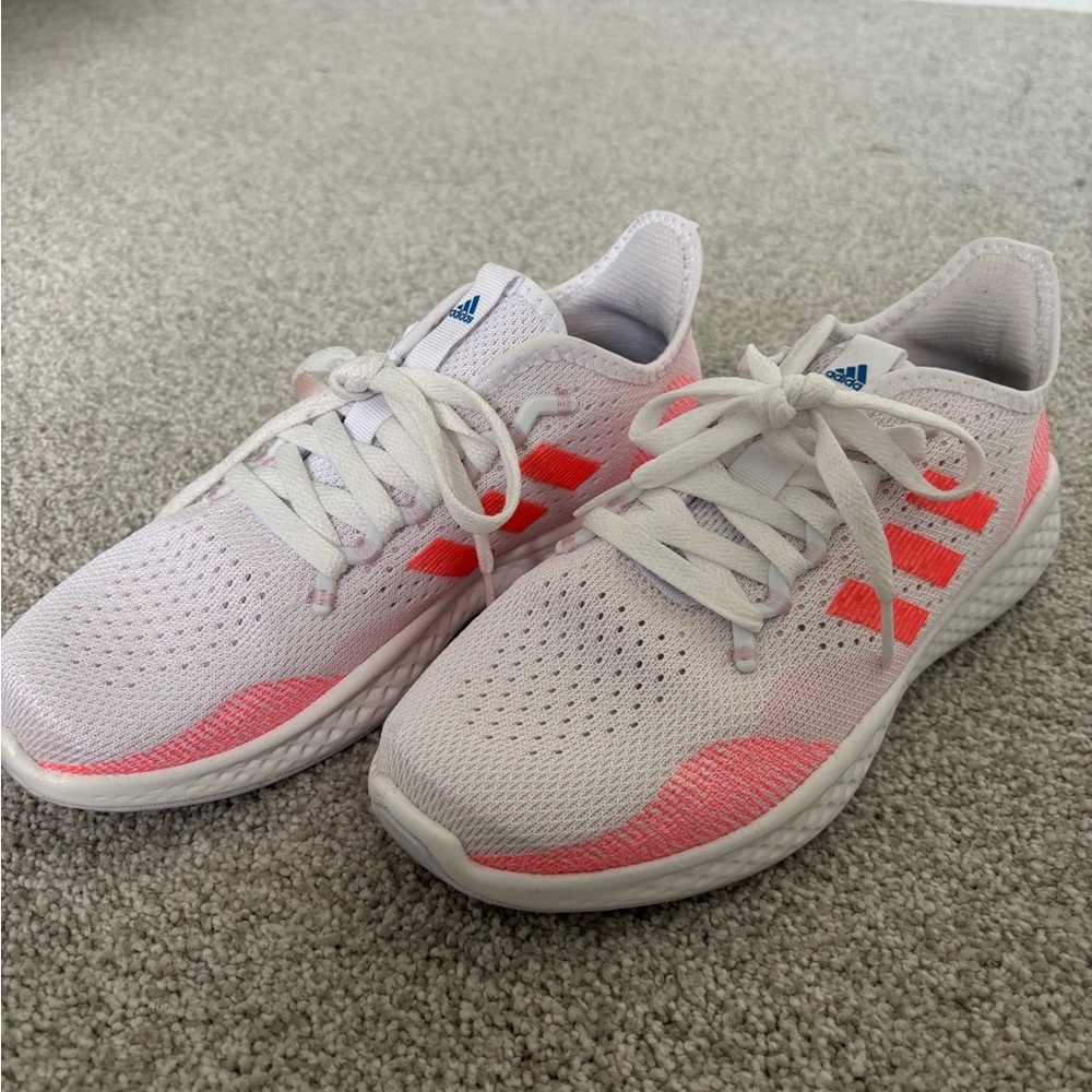 Adidas Bounce Women's White and Coral Sneakers